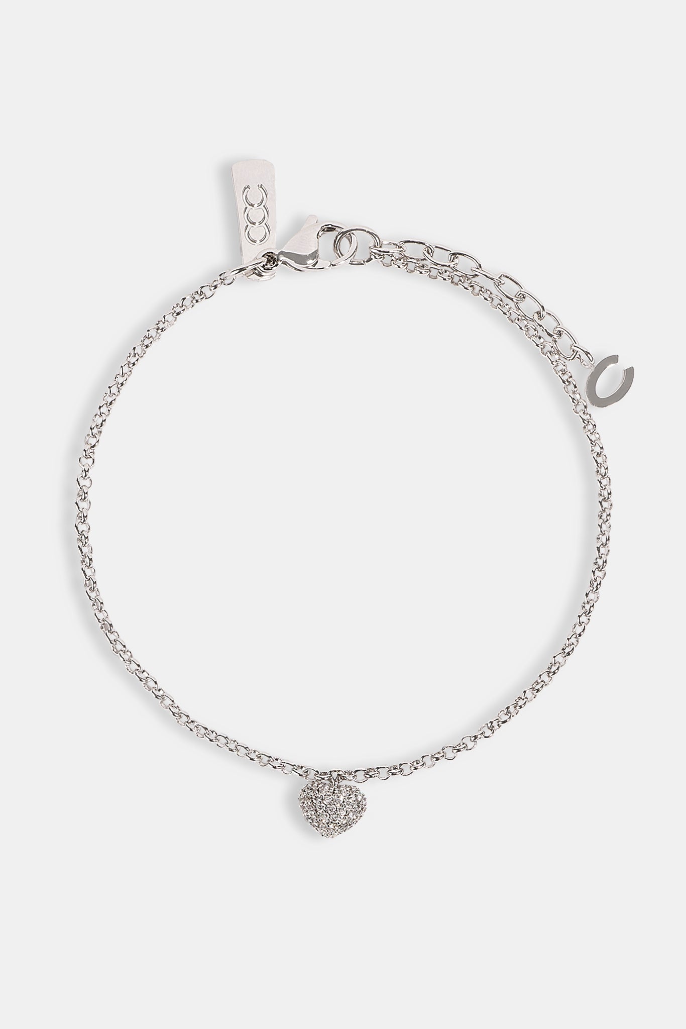 Iced Pave Heart Micro Bracelet - 6mm - White